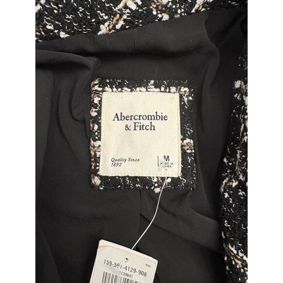 Abercrombie & Fitch Women’s Black Tweed Coat Size Medium NWT - Picture 7 of 8